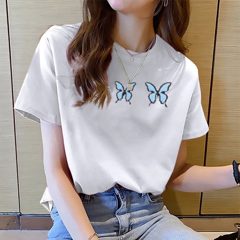 NRVP Áo thun ngắn tay dáng rộng in hình vui nhộn thời trang mùa hè 2020 cho nữ