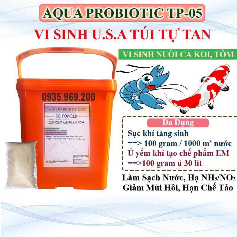 1 gói vi sinh phân hủy bùn khử mùi hôi ao tôm cá # Vi sinh túi tự tan 100gram