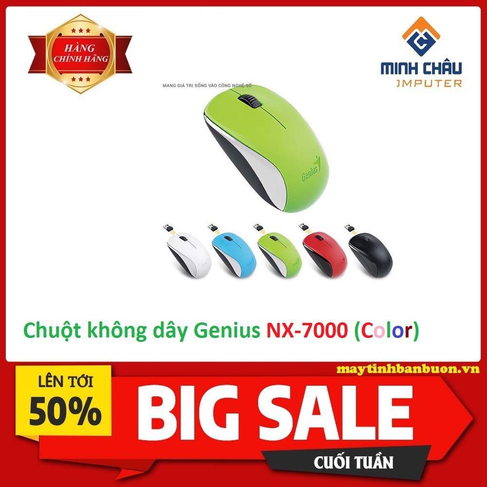 Chuột Không Dây Genius NX-7000 (Đen,Xanh, Đỏ, Trắng) - Chính hãng