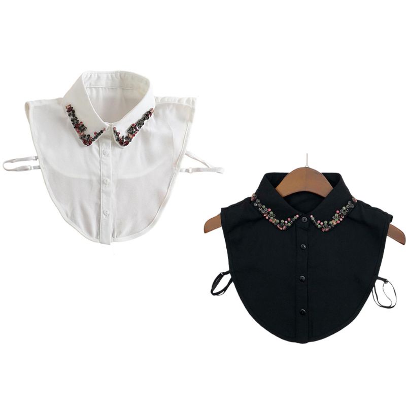 Cổ Áo Voan Giả Kính Đính Đá Thủ Công Nhiều Màu Có Thể Tháo Rời Cho Nữ