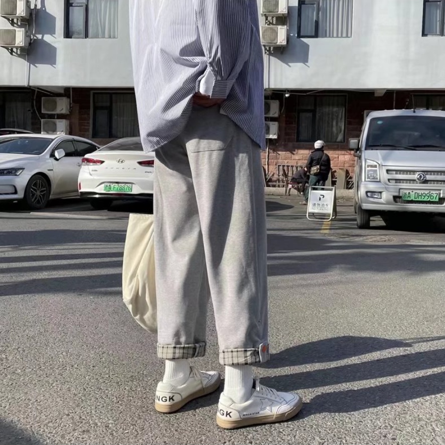 Quần Dài Màu Trơn Dáng Rộng quần ống suông Phong Cách Hàn Quốc quần nam Thời Trang quần túi hộp nữ