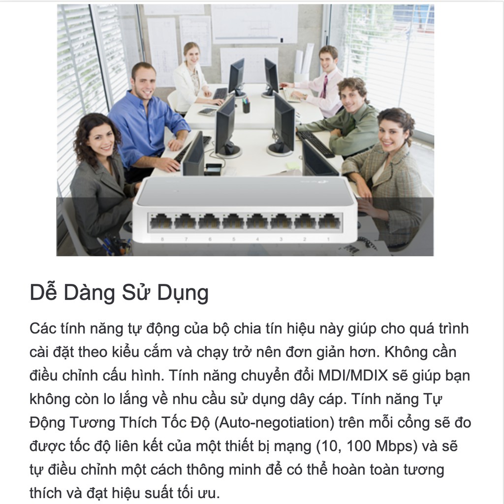 Bộ Chia Tín Hiệu Để Bàn 8 cổng 10/100Mbps TL-SF1008D - Hàng Chính Hãng BH 2 Năm