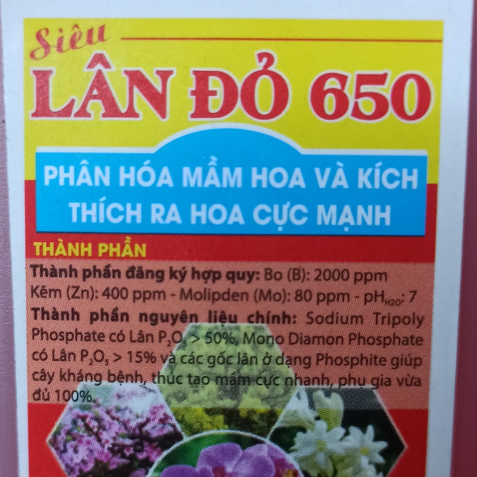 Siêu Lân Đỏ 650 phân hóa mầm hoa và kích thích ra hoa cực mạnh lọ 100ml, cây con kích thích ra rễ