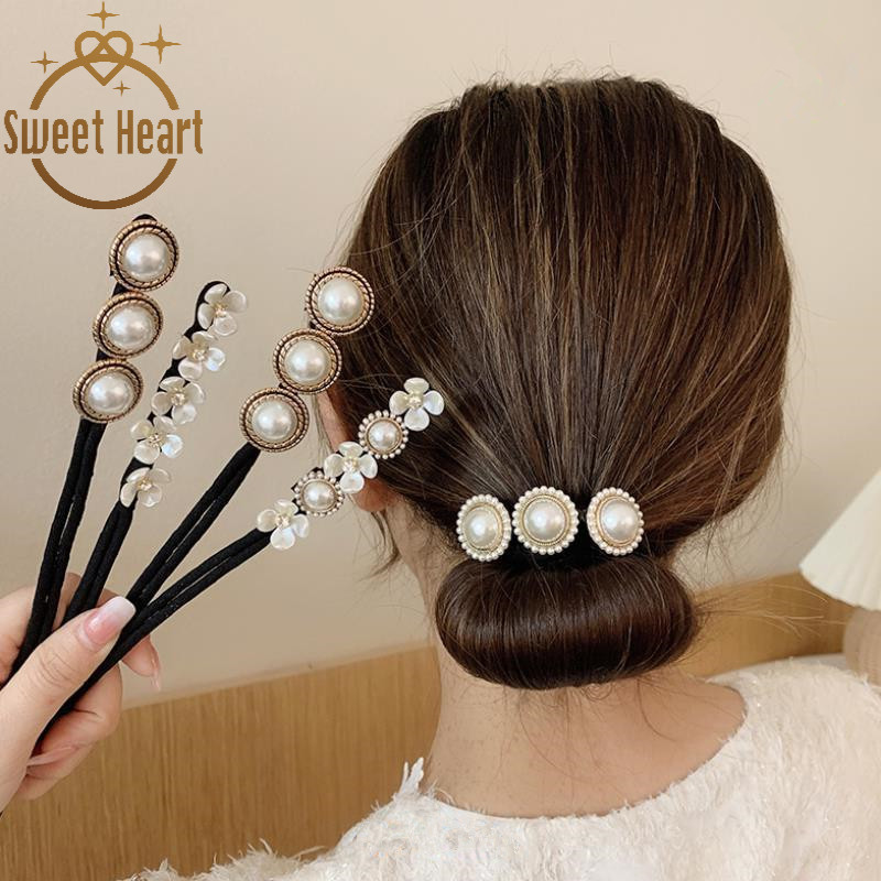 (Hàng Mới Về) Dây Buộc Tóc Đính Ngọc Trai Xinh Xắn Dành Cho Nữ