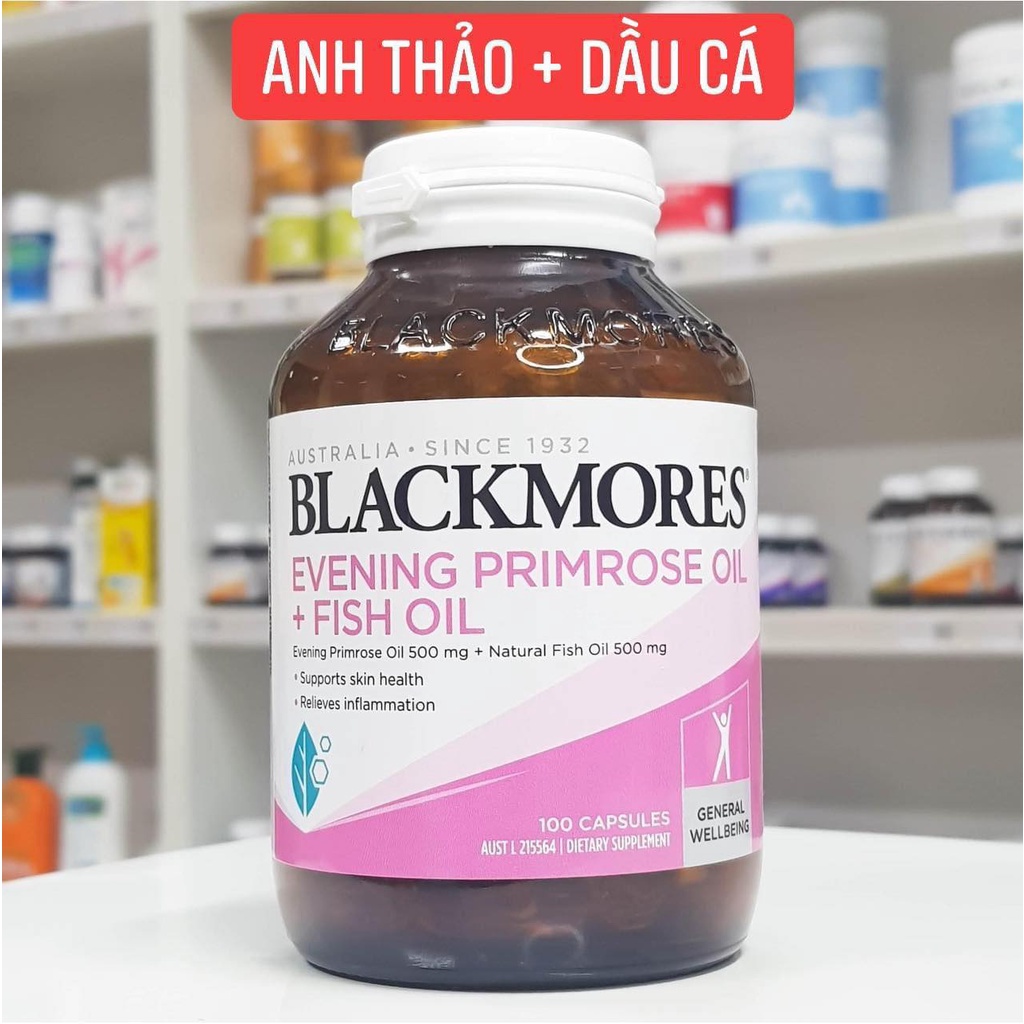 Viên anh thảo + dầu cá Blackmores Evening Primrose oil + Fish oil lọ 100 viên