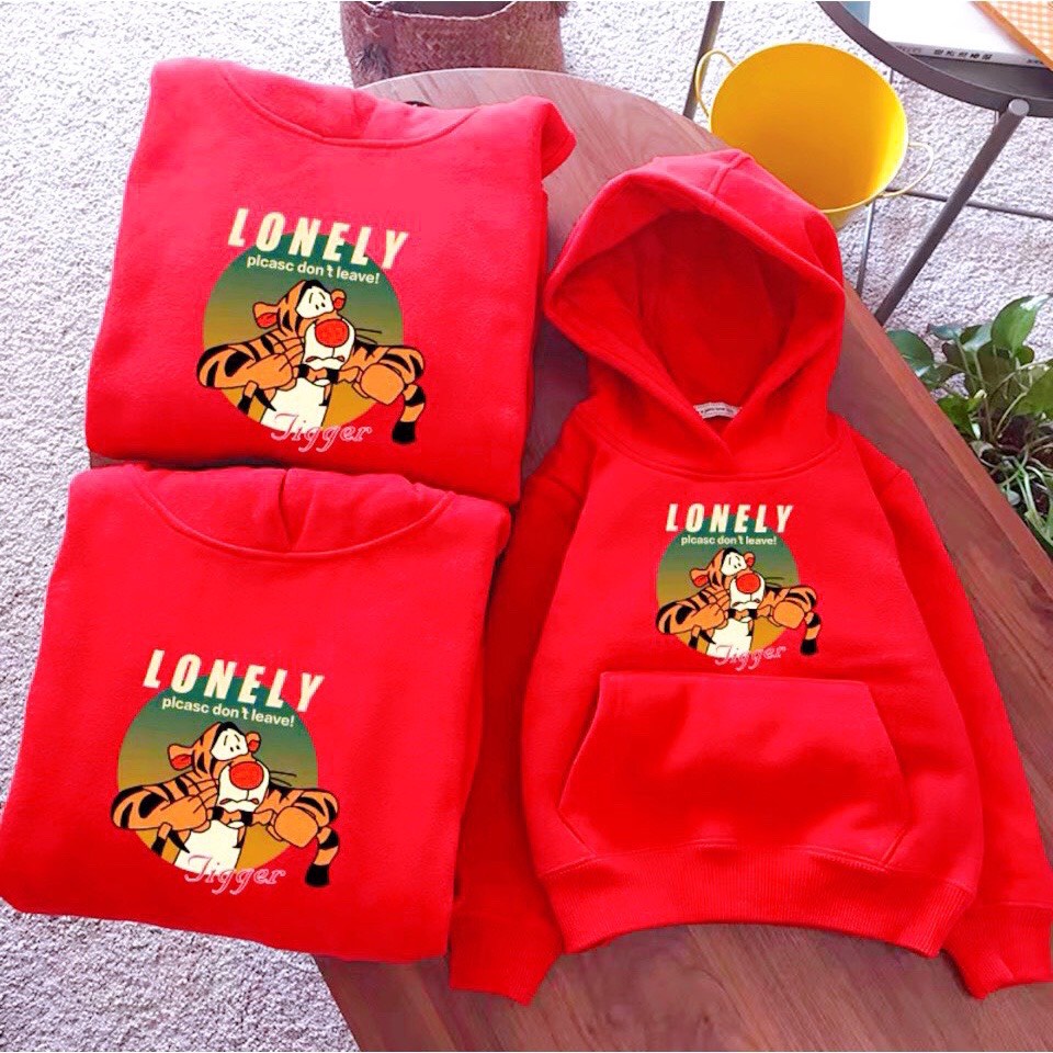 Áo hoodie Chan Chan form rộng nỉ trẻ em Tiger Lonely, thời trang thu đông cho trẻ em từ 4 đến 10 tuổi