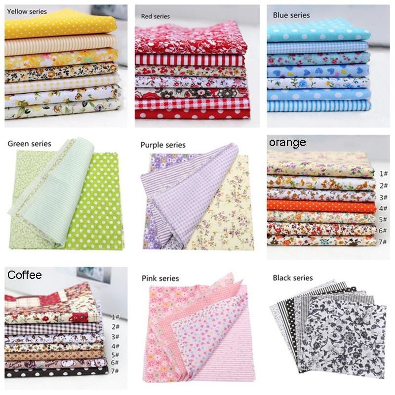 Set 7 Tấm Vải Cotton Hình Vuông Họa Tiết Hoa