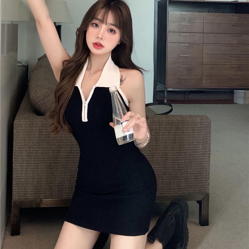 COZOK Đầm cổ POLO ôm eo thời trang dành cho nữ