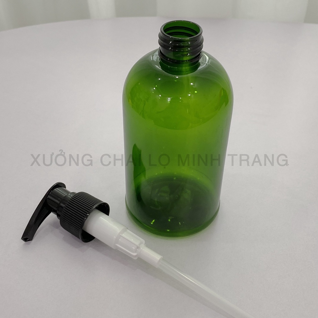 Chai chiết mỹ phẩm 300ml xanh lá nắp đen (Cổ 24) Chai đựng sữa tắm dầu gội
