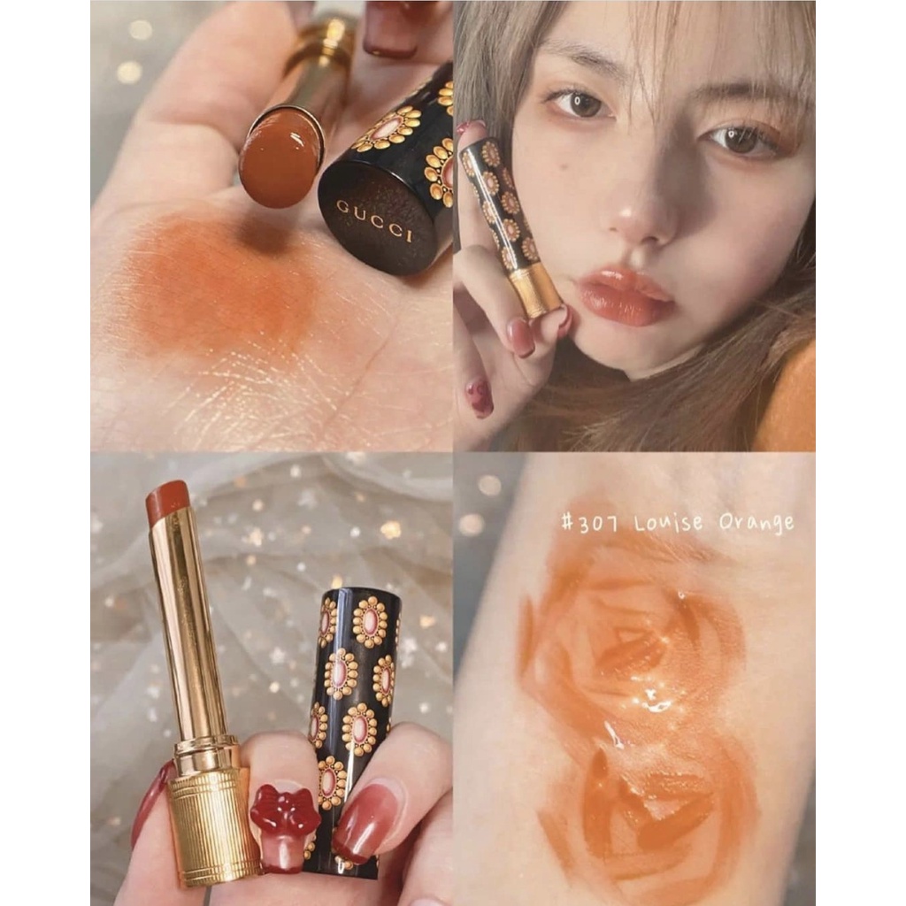 Son Gucci Rouge De Beaute Brillant Glow &amp; Care Lip Colour, Son Dưỡng có màu Gucci bản mới nhất 2021