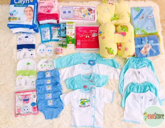 Combo sơ sinh siêu tiết kiệm cho bé + đồ dùng đi sinh cho mẹ
