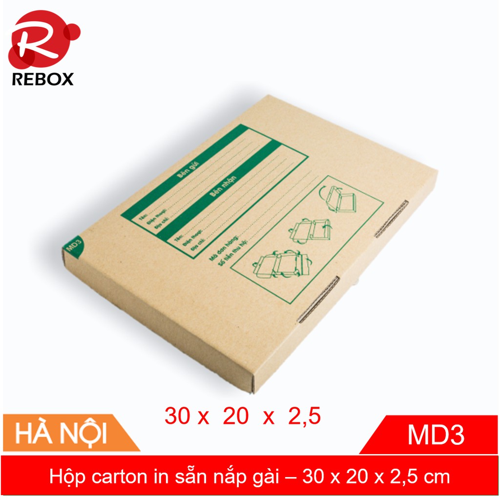 Hộp Carton 30x20x2,5 - 25 hộp gói hàng quần áo nắp gài (kèm ảnh thật)