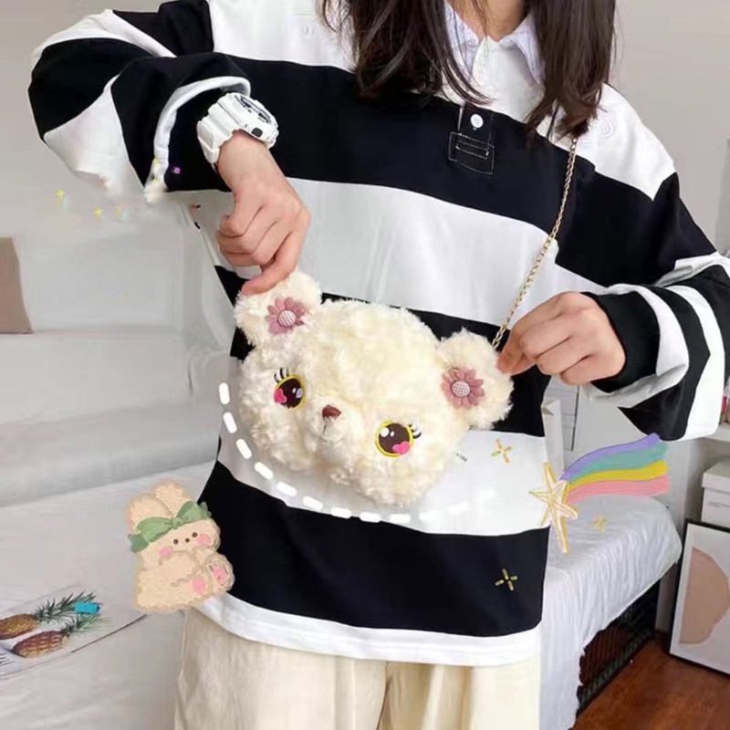 Túi Đeo Chéo Hình Gấu Bông Mềm Mại Dễ Thương Cho Bé