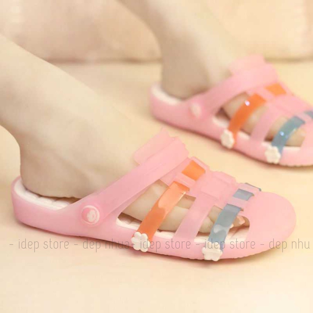 Giày sandal nhựa dẻo chiến binh đan lưới đi mưa cao 4cm chất EVA siêu nhẹ Maipy GL044