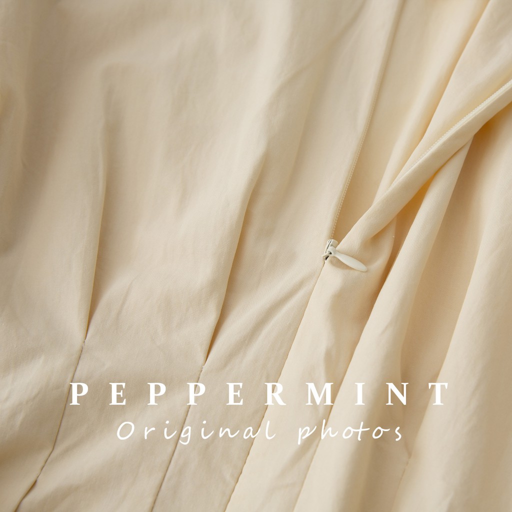 Đầm tay phồng cổ tròn màu trơn xinh xắn cho nữ 42997