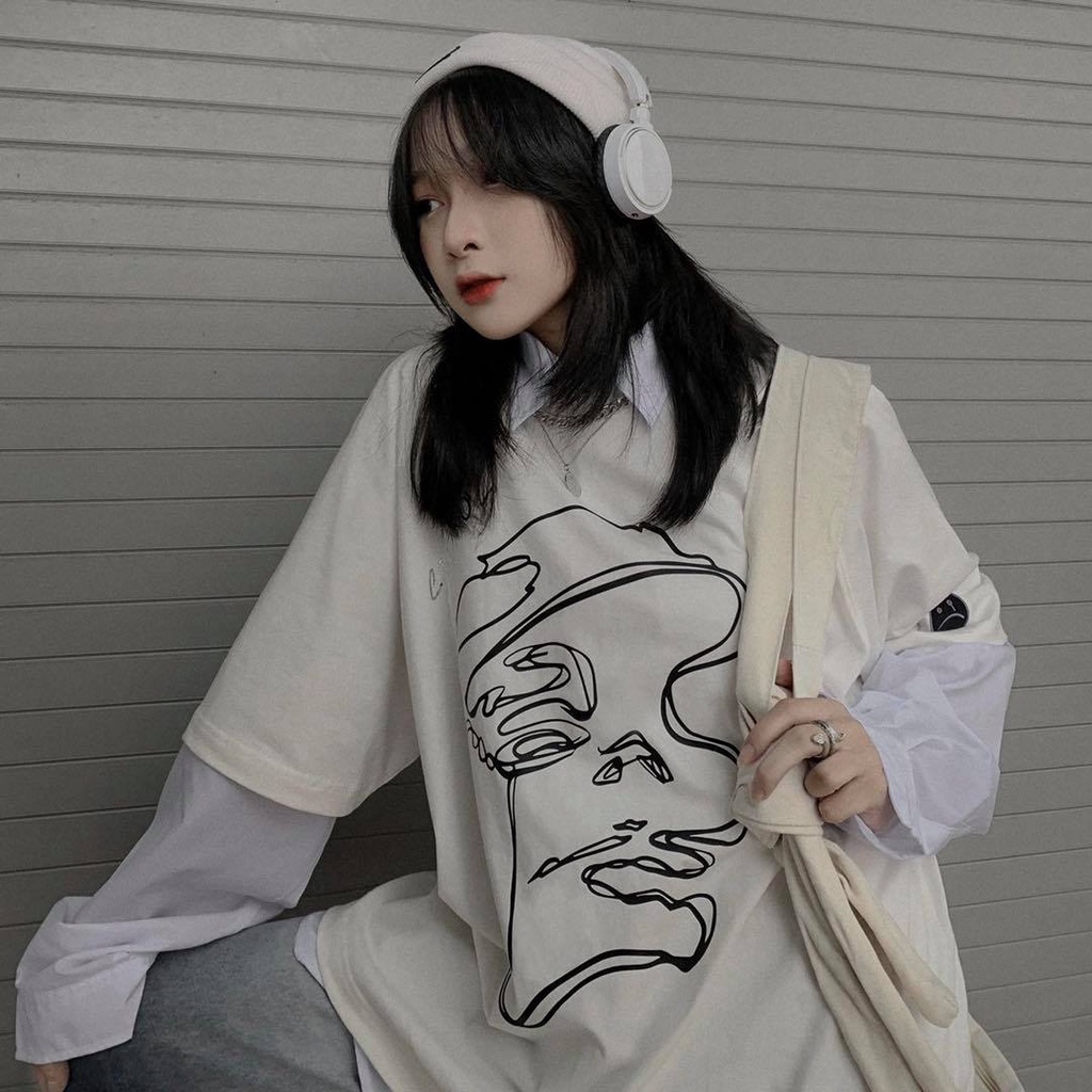 Áo phông tay lỡ Unisex form rộng nam nữ vải cotton co dãn, áo thun nam nữ Sad Story thêu mặt vui