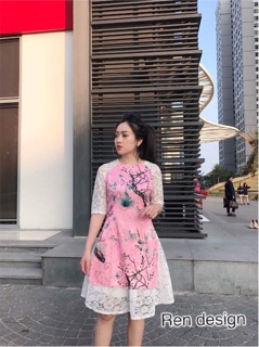 Áo dài gấm ren 