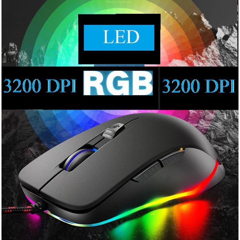 Freeship 50k [ELCL70K hoàn 10% tối đa 70k xu đơn từ 500k]CHUỘT CHƠI GAME LED RGB FREE WOLF V6 (Đen) -dc3156