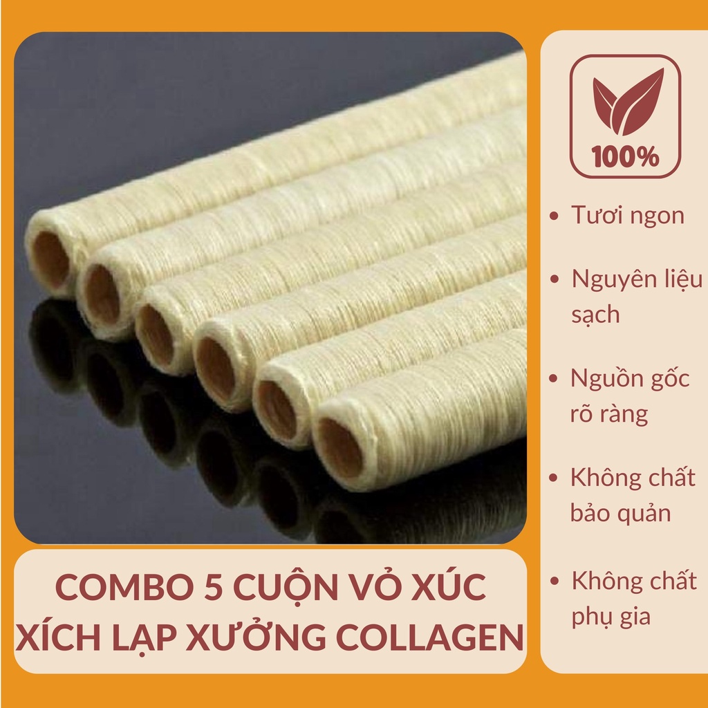 Combo 5 Cuộn Vỏ Xúc Xích Collagen Viscofan Mã NDXC Làm Xúc Xích An Toàn Tiện Dụng Tiết Kiệm Thời Gian