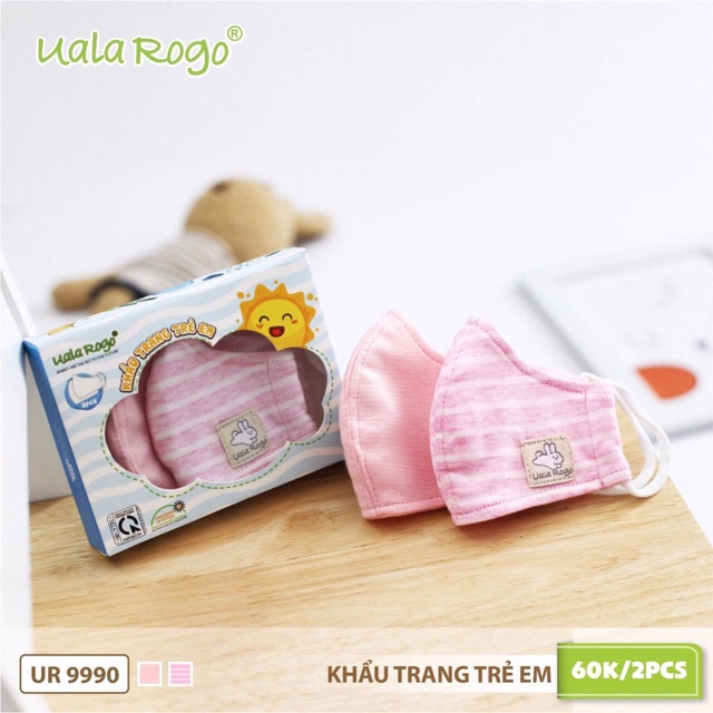 Set 2 Khẩu Trang UALA &amp; ROGO Sợi Tre 2 Lớp Cho Bé 6M-4Y (CHỌN MẪU)