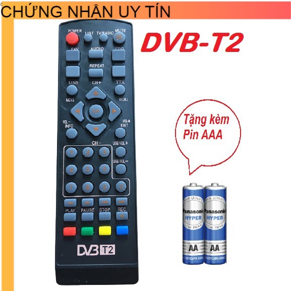 Điều khiển đầu kts DVB T2 .Bảo hành 6 tháng .tặng pin AA