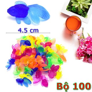 Bộ 100 mô hình cá vàng đồ chơi nhà tắm cho bé dài 4.5cm, cá vàng chất liệu nhựa Plastic dẻo đặc an toàn cao cấp New4all