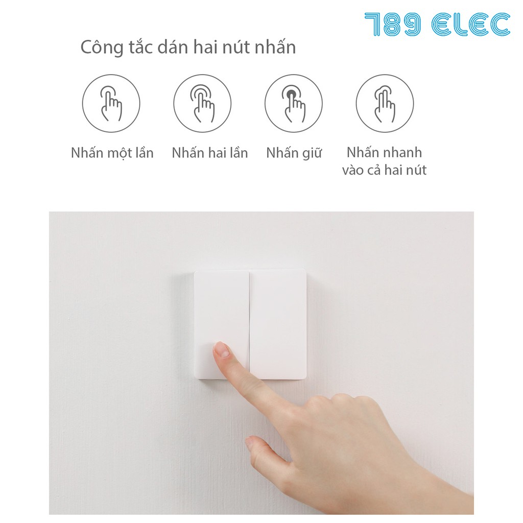 Công tắc thông minh dán tường Aqara D1 Zigbee - Hai nút nhấn