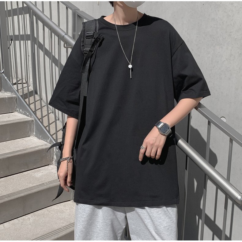 ÁO THUN XẺ TÀ BASIC UNISEX THOÁNG MÁT CHẤT COTTON FORM RỘNG OVERSIZE