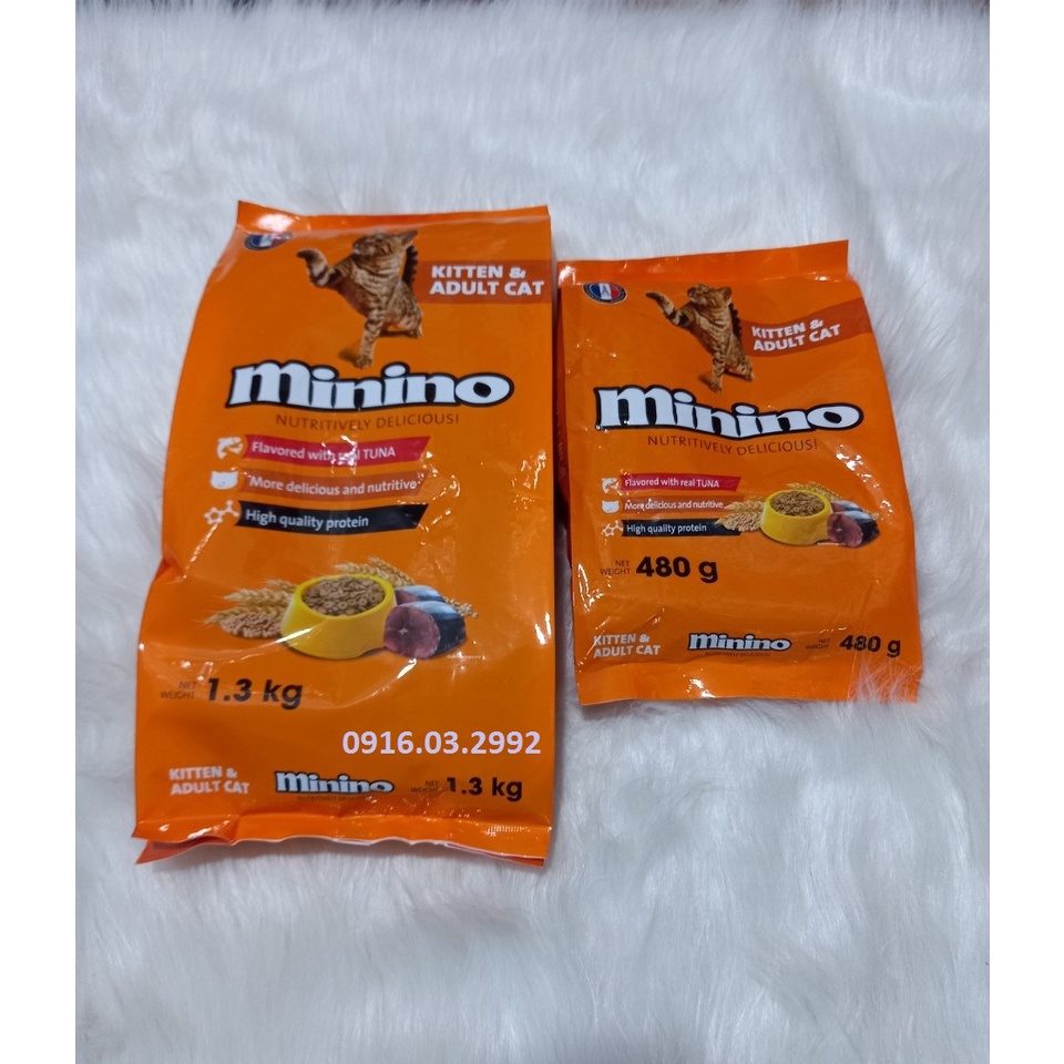 Thức ăn cho mèo Minino 1,3kg giàu dinh dưỡng cho tất cả các giống mèo