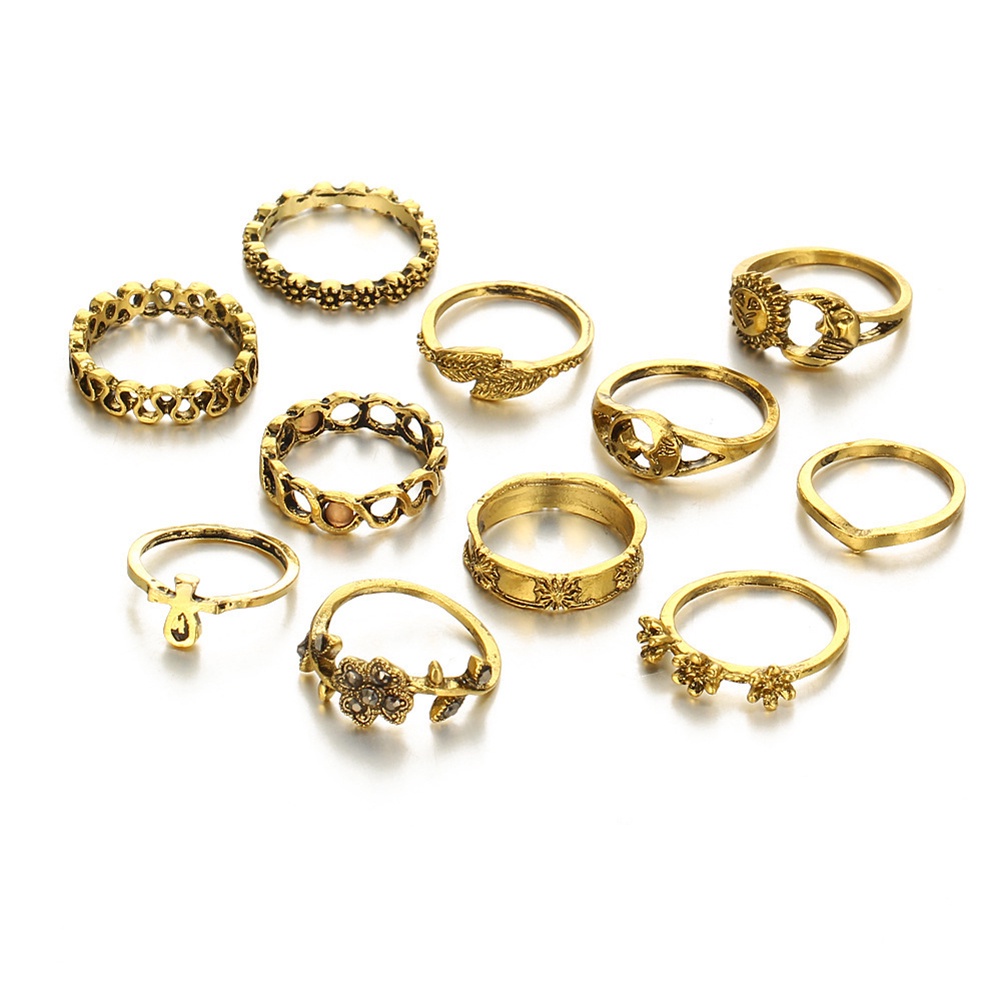 (Hàng Có Sẵn) Bộ 11 Nhẫn Đeo Giữa Ngón Tay Phong Cách Bohemian