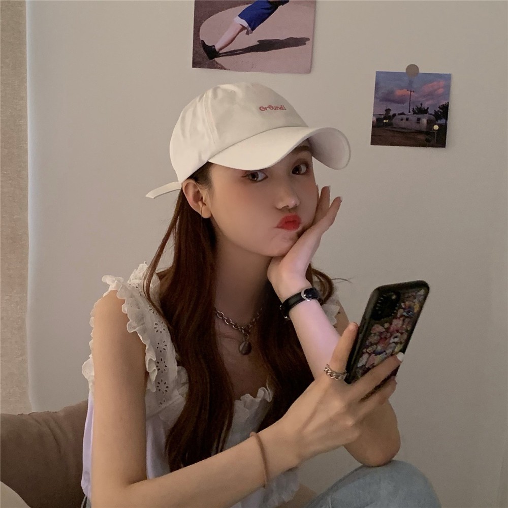 Mũ Lưỡi Trai Màu Trơn Hoạ Tiết Thêu Chữ Phong Cách Cổ Điển Cho Nữ