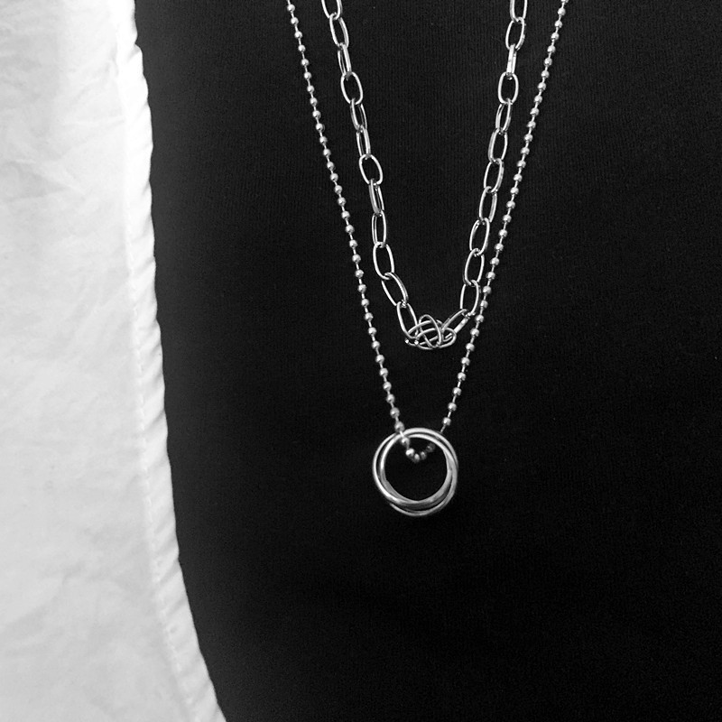 Vòng cổ sợi dây đôi chất liệu kim loại B902