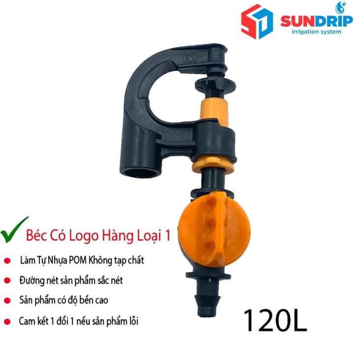 Bộ Béc Tưới G5 cải Tiến 90l/h,120l/h Kèm Van Sino- Cây Cắm Béc 33cm- Dây 6mm Và Khởi Thuỷ 6mm