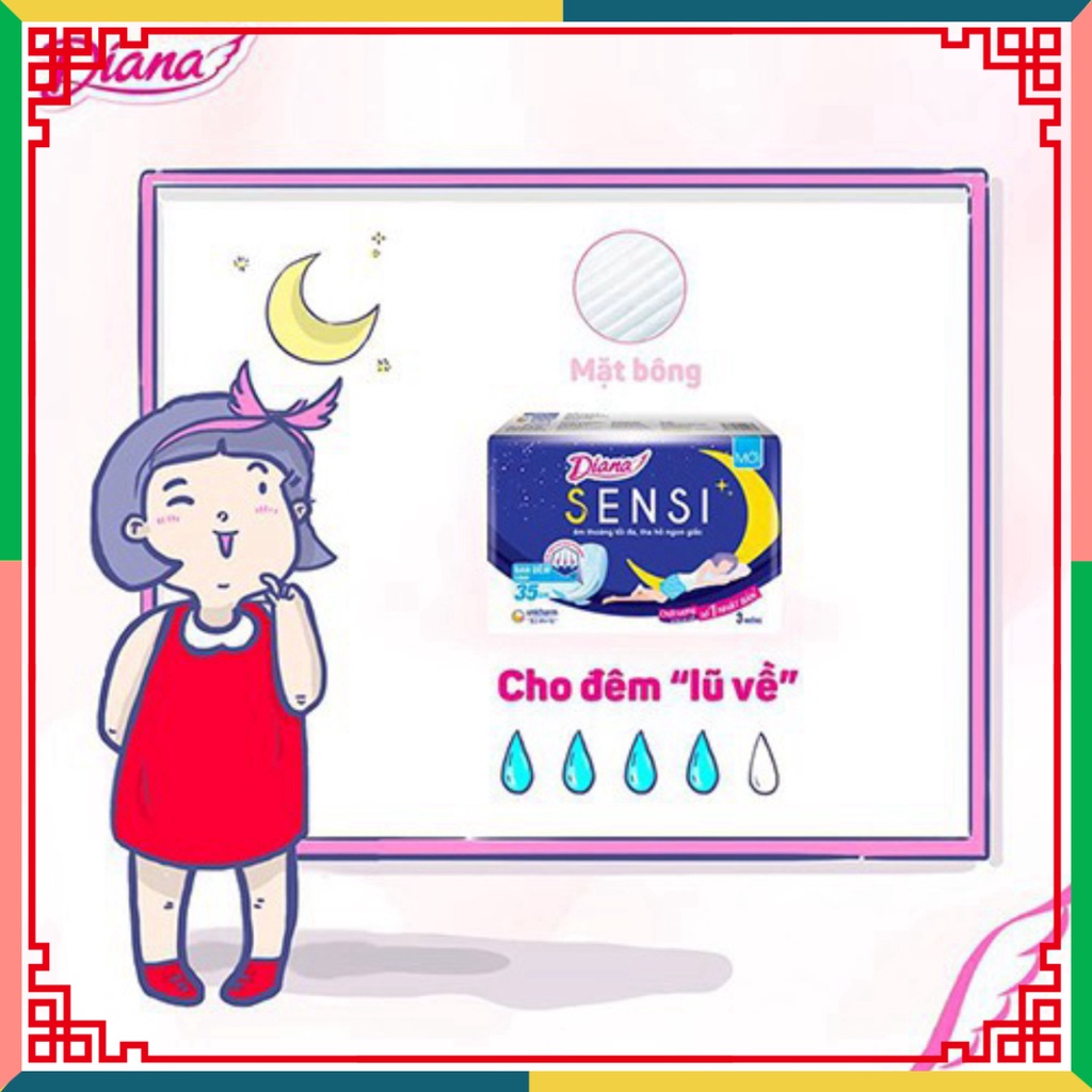 Bộ 6 gói Băng lau chùi Diana siêu thấm siêu mỏng cánh gói 8 miếng ( Đại lý Ngọc Toản)