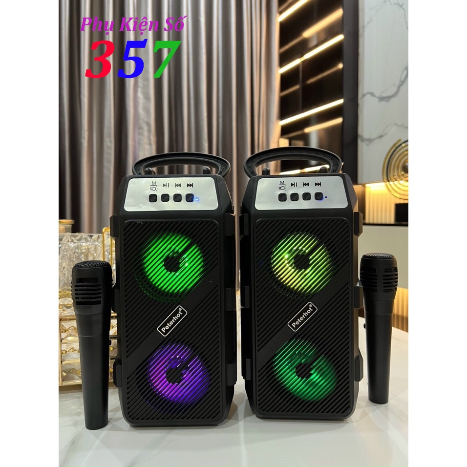 Loa Bluetooth Tặng Kèm Mic PTH2322 - Led Theo Nhạc, Bass Hay - Bảo Hành 6 Tháng