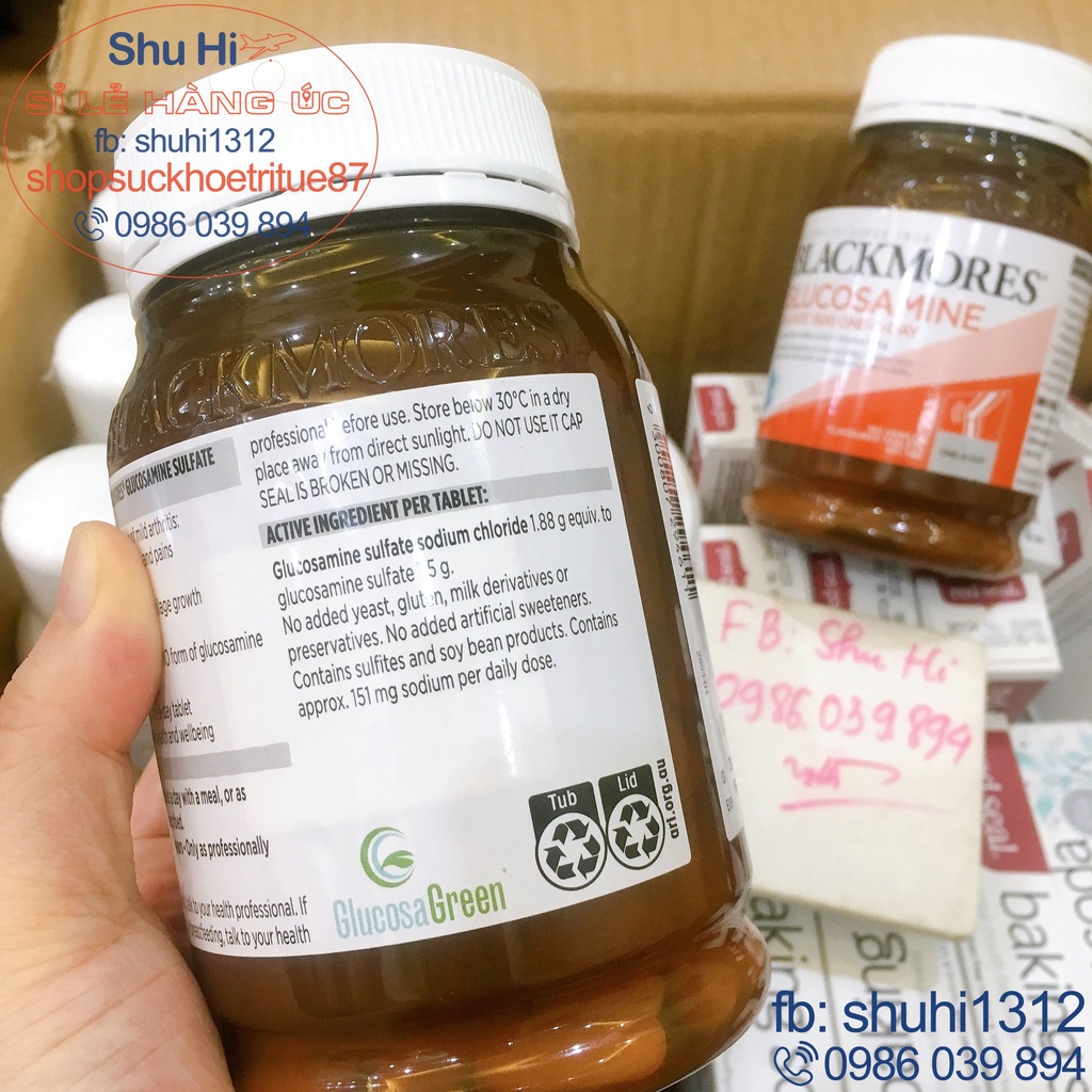 Viên uống hỗ trợ xương khớp glucosamin úc, blackmores glucosamine sulfate 1500mg one a day 150 viên, 180 viên