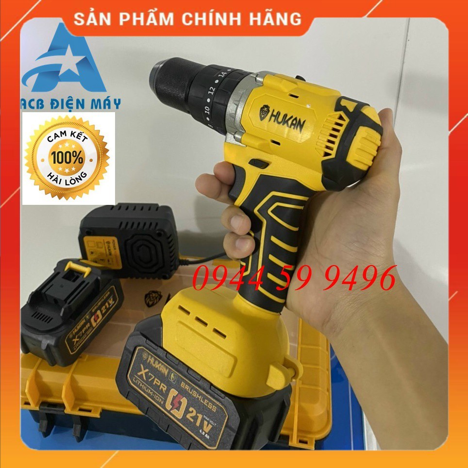 Máy khoan pin HUKAN 21V X7PRO không chổi than siêu khỏe 3 chức năng hàng cao cấp