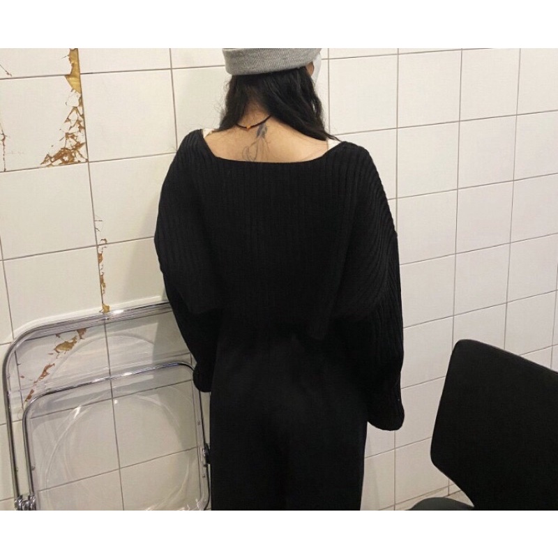 Áo khoác len tay dài croptop Same hot trend style Hàn Quốc