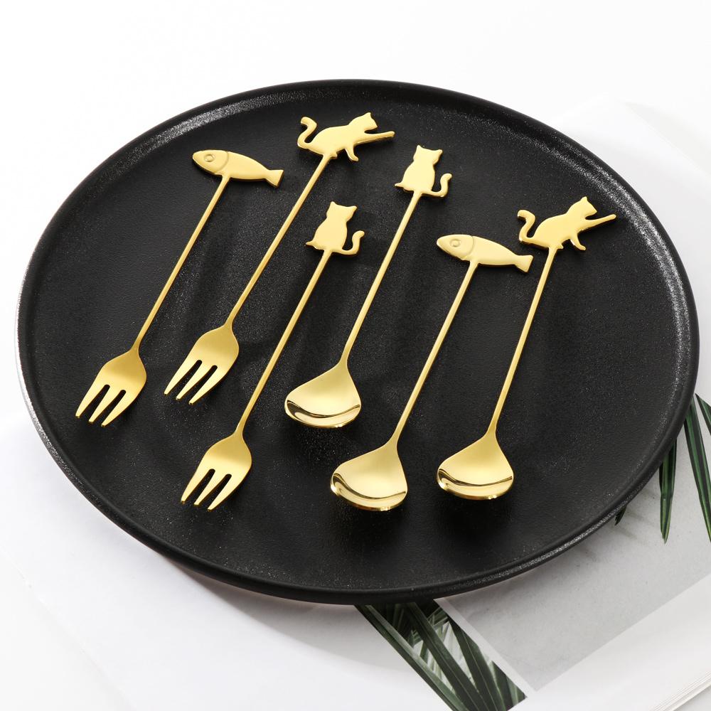1 Cây Nĩa Khuấy Cà Phê Bằng Thép Không Gỉ Sáng Tạo