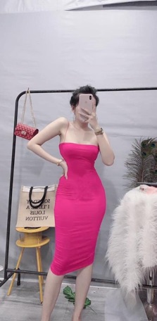 Đầm body 2 dây sợi bún