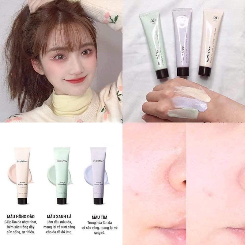 Kem lót kiềm dầu chỉnh tông da Innisfree Mineral Makeup Base Spf 30 PA+++