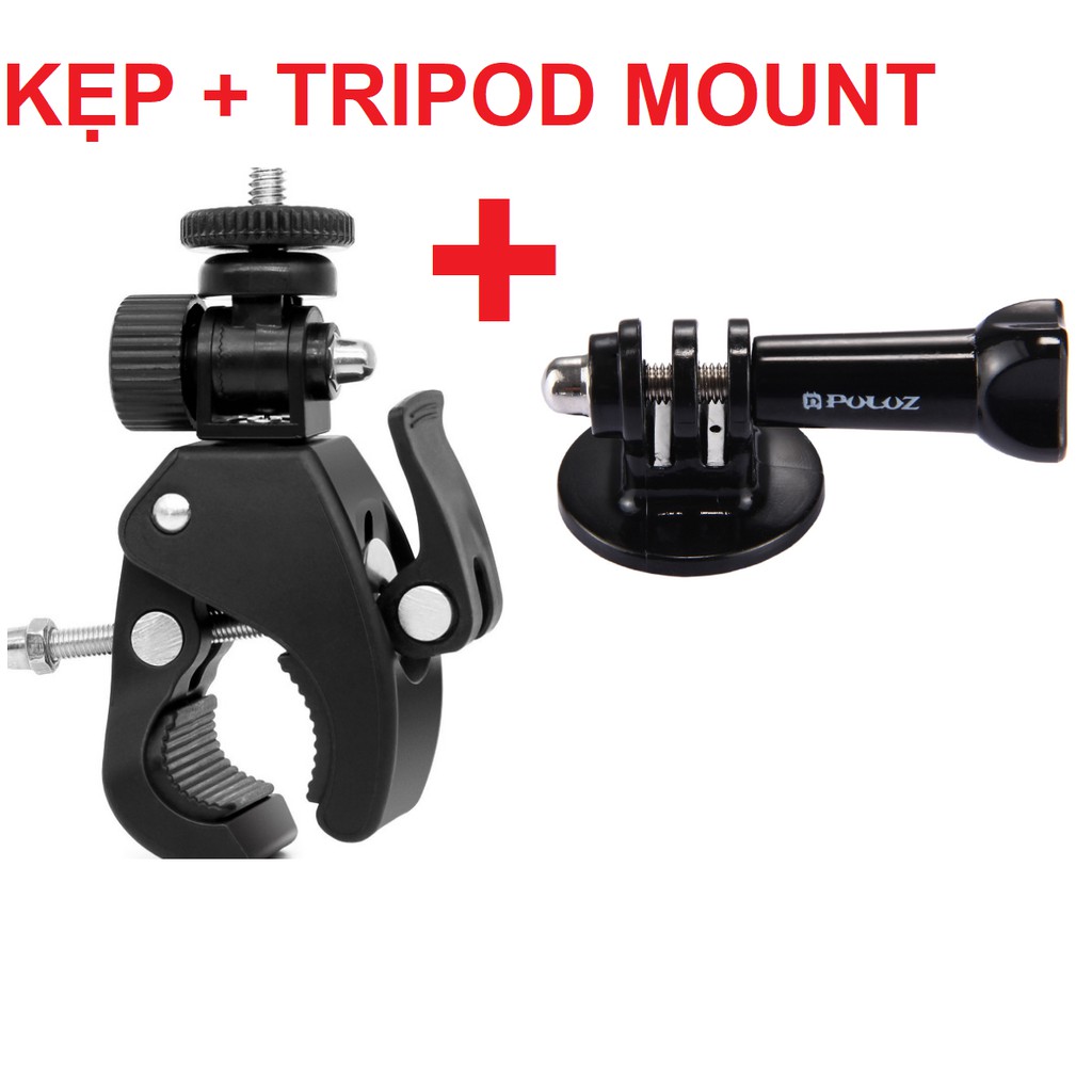 Đế đỡ gopro máy ảnh điện thoại kẹp ghi đông xe máy xe đạp hoặc thanh treo dạng tròn tiện dụng