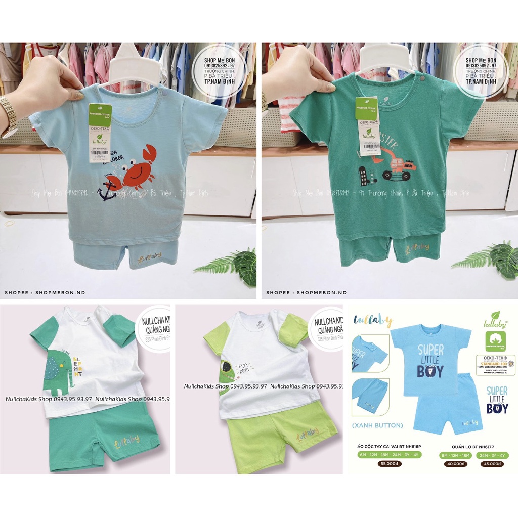 Bộ cộc tay cài vai bé trai Lullaby
