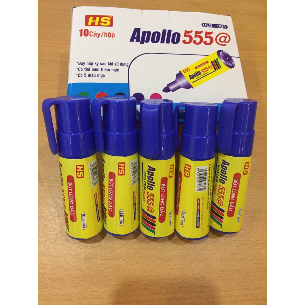 BÚT LÔNG DẦU APOLLO 555 - BÚT DẠ DẦU KHÔNG XÓA ĐƯỢC XANH/ĐEN/ĐỎ