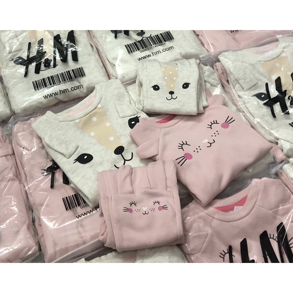Set 2 bộ nỉ mèo bé gái 1-6t