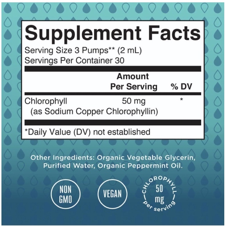Tinh chất diệp lục cô đặc thuần chay Non GMO Chlorophyll MaryRuth's Organic vị bạc hà 60ml USA