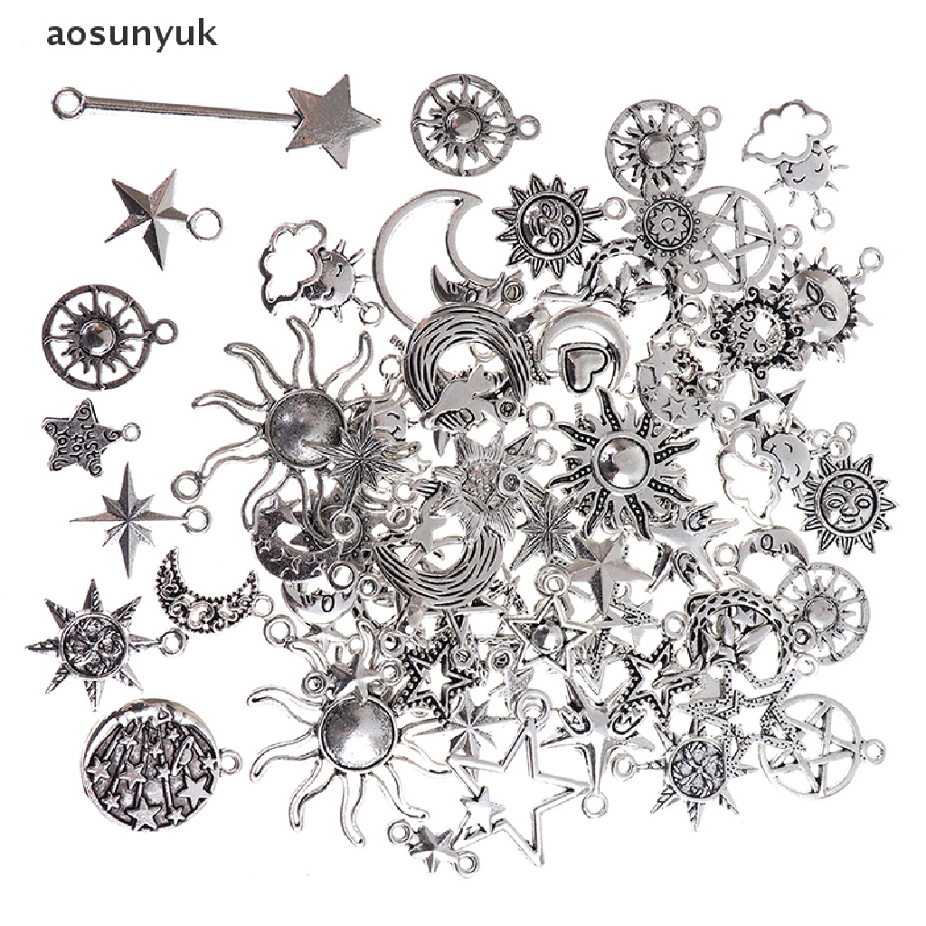 70pcs Sun Moon Stars Charms Pendant For Diy Jewelry Necklace Bracelet Making .