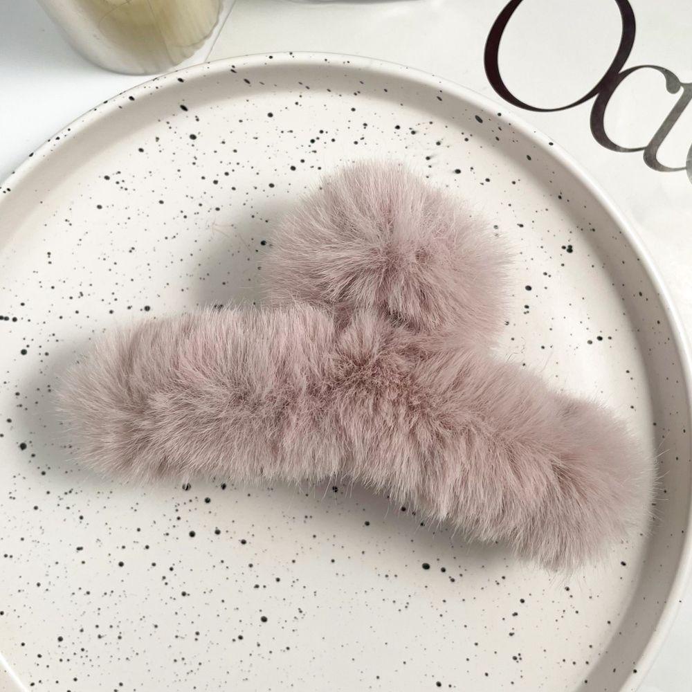 Kẹp Tóc Càng Cua Bằng Lông Giả Màu Trơn Thời Trang