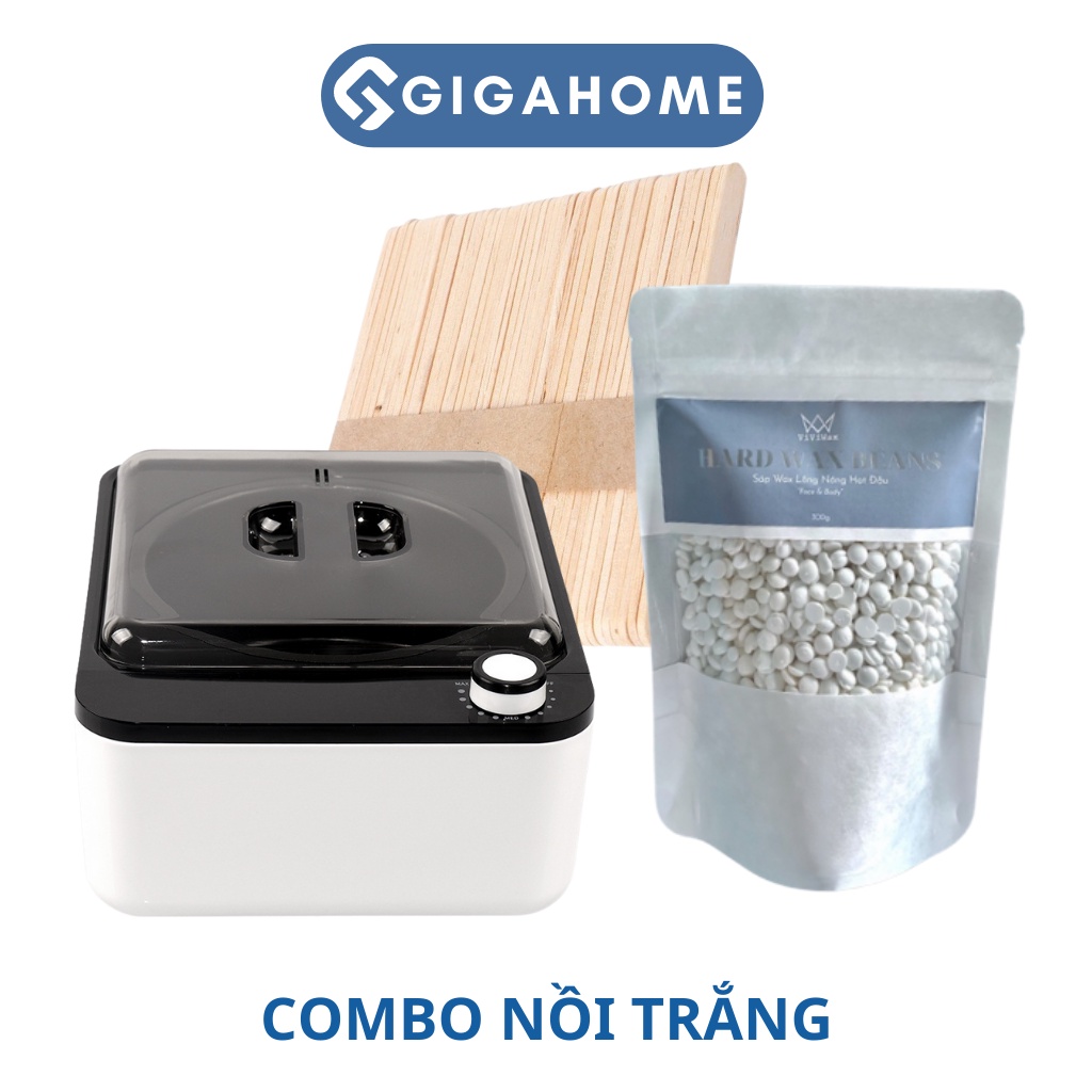 Combo Nồi Chống Dính + 100gram Sáp Wax Lông Sữa Dừa + 5 Que Gỗ Cao Cấp GIGAHOME
