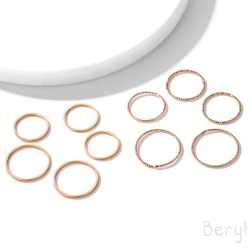 [Beryl] Hàn Quốc bộ mười mảnh đơn giản cá tính mới nhẫn ngón tay mỏng Bộ 10 mảnh ghép nhẫn trang trí ngón trỏ 340 nữ